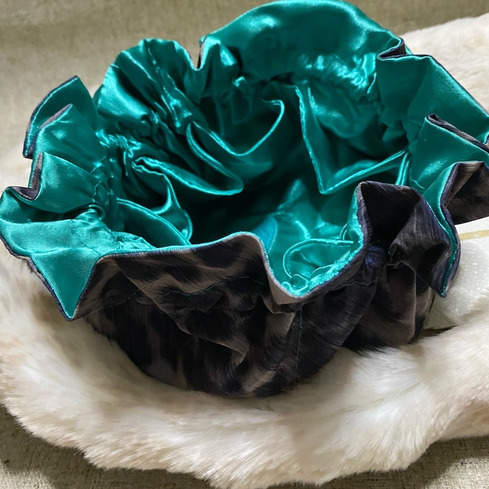 Teal Satin Drawstring Pouch - Picture 7 of 9